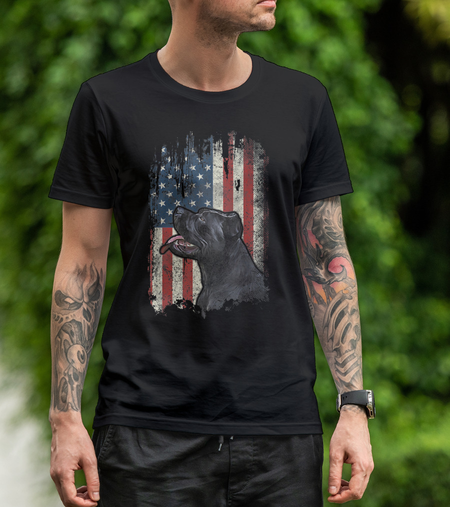 Cane Corso American Flag USA Patriotic Dog T-Shirt