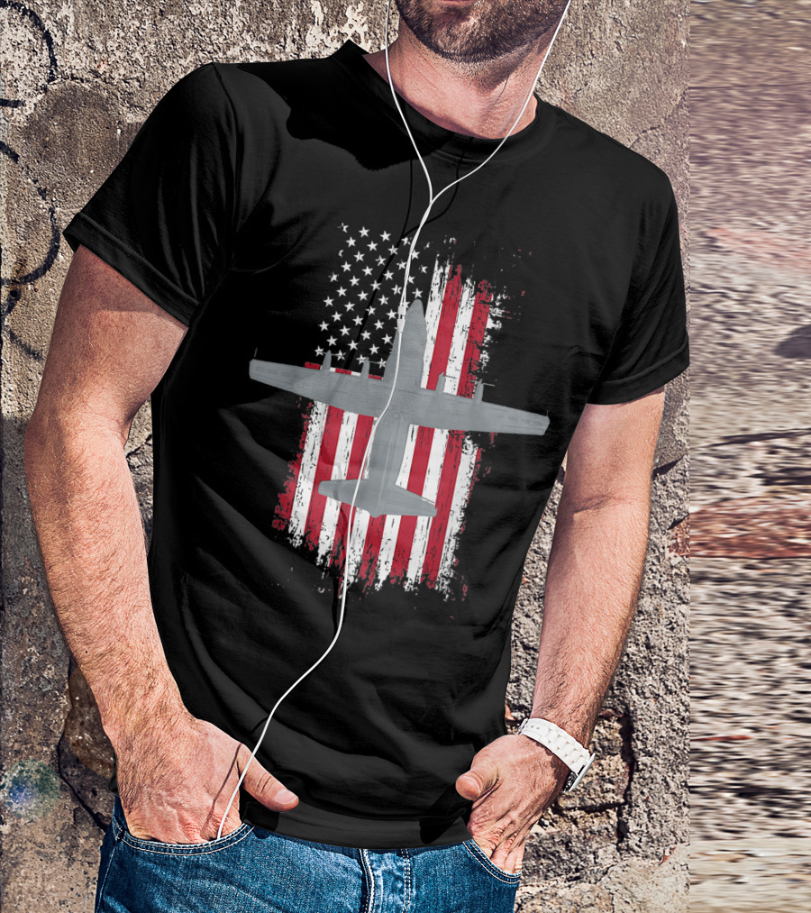 Ac 130 Spectre Gunship Over American Flag Military T-Shirt