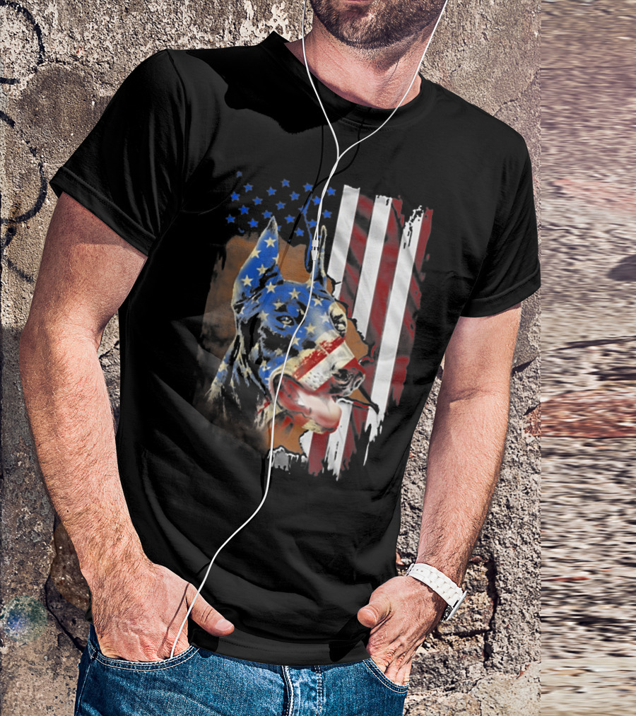 Tattoos American Flag Dober Dog American Patriot T-Shirt