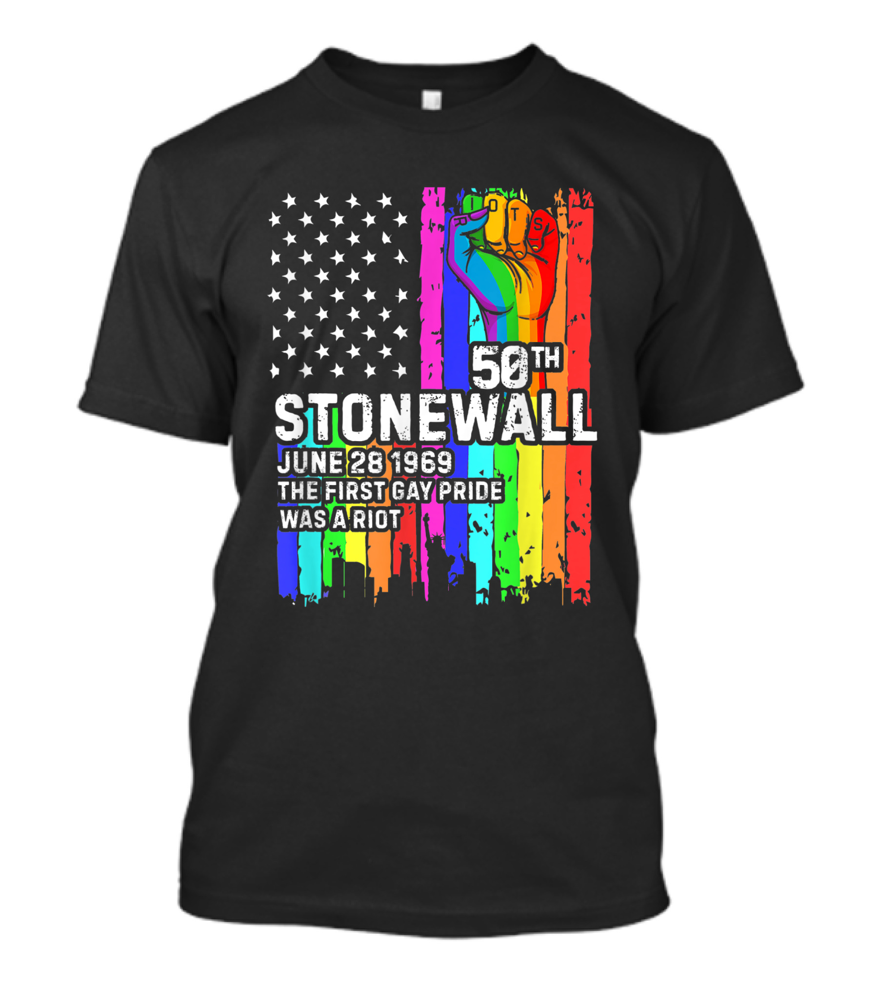 50th Stonewall June 28 1969 The First Gay Pride Was A Riot American Flag T-Shirt