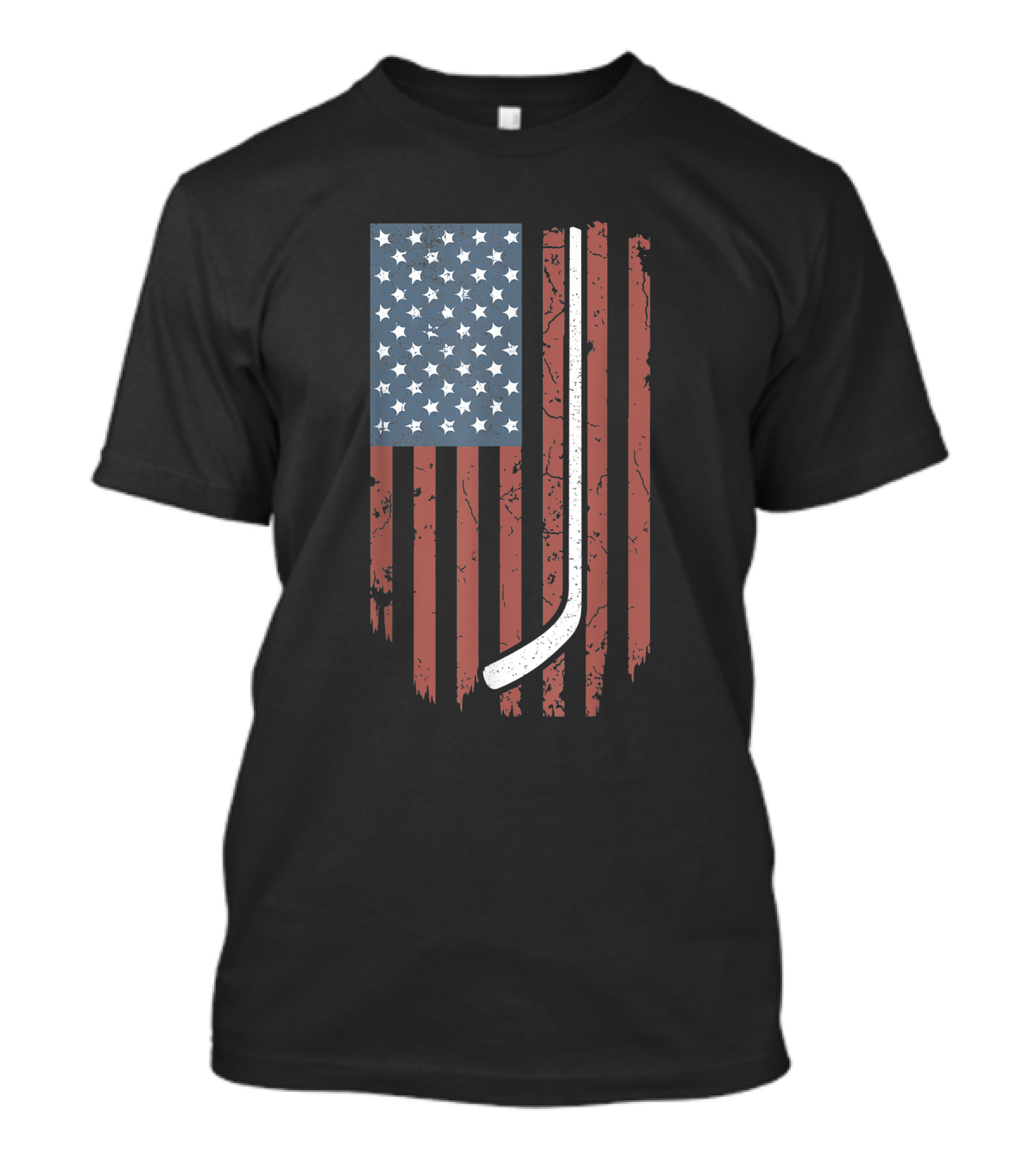 Vintage American Flag Hockey Stick 4th July USA T-Shirt