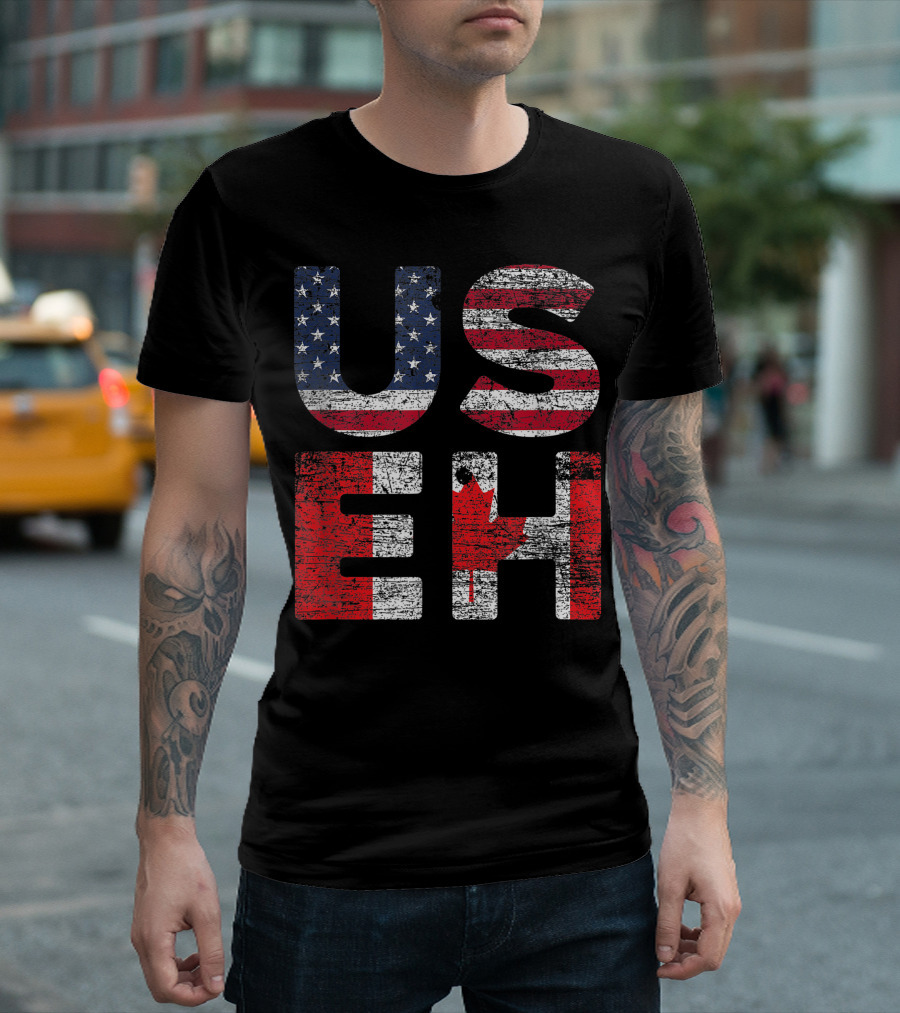 Canadian Pride American USA US Flag Canada USEH T-Shirt
