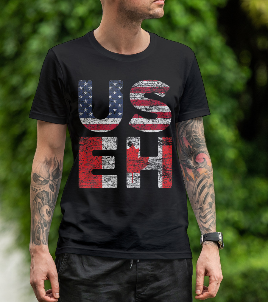 Canadian Pride American USA US Flag Canada USEH T-Shirt