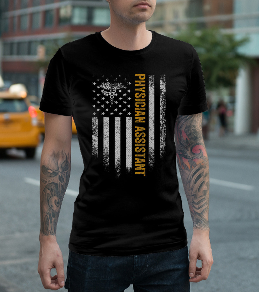 Vintage USA Physician Assistant with American Flag and Patriotic T-Shirt