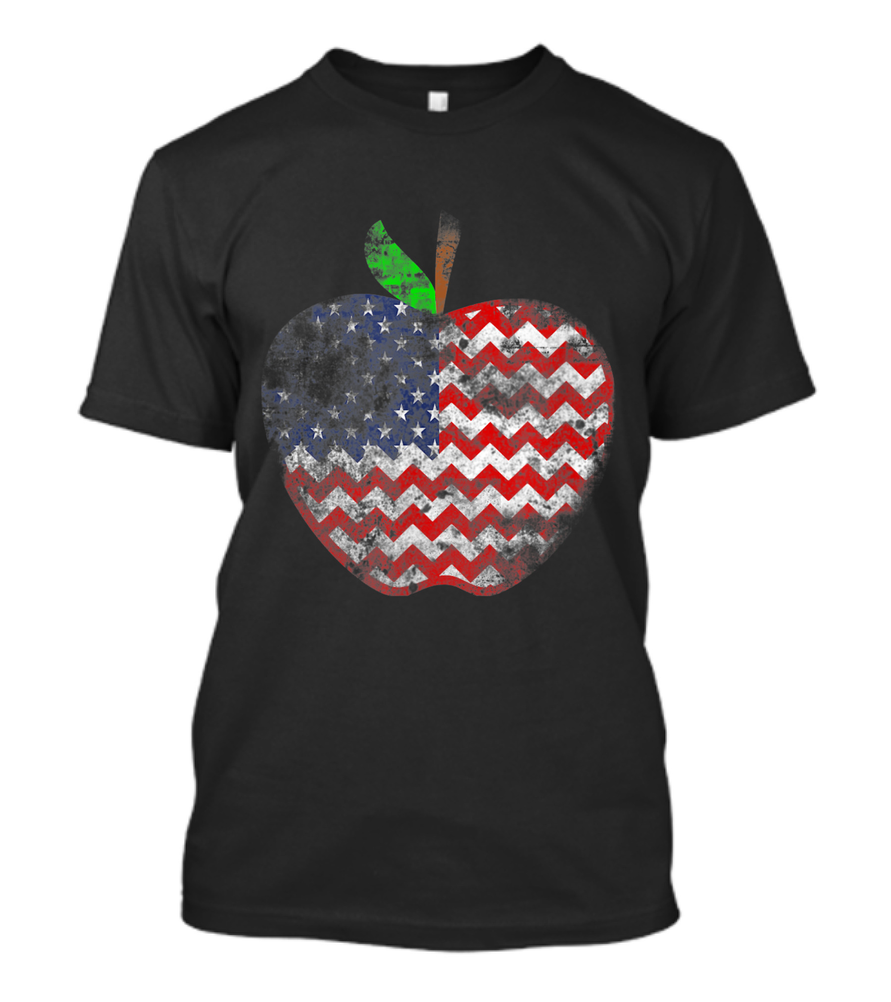 Vintage American Flag Apple 4Th July Teachers Student T-Shirt