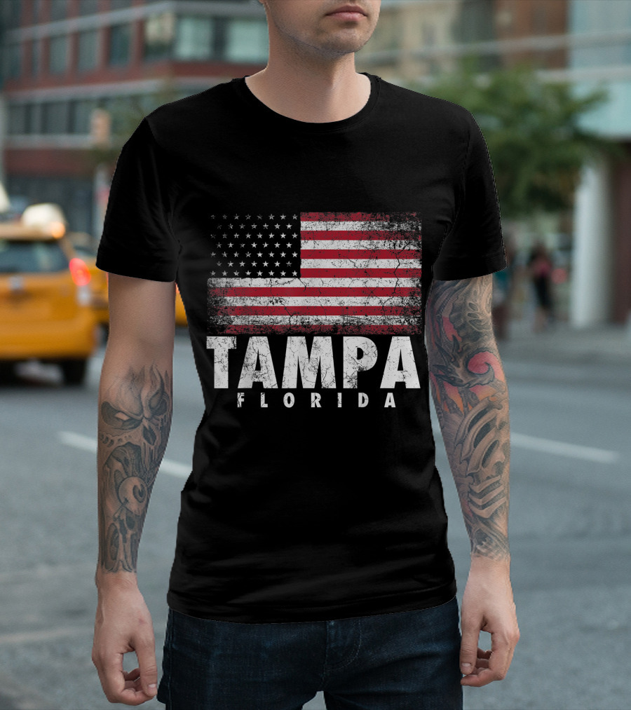 Tampa Florida American Flag 4th of July T-Shirt
