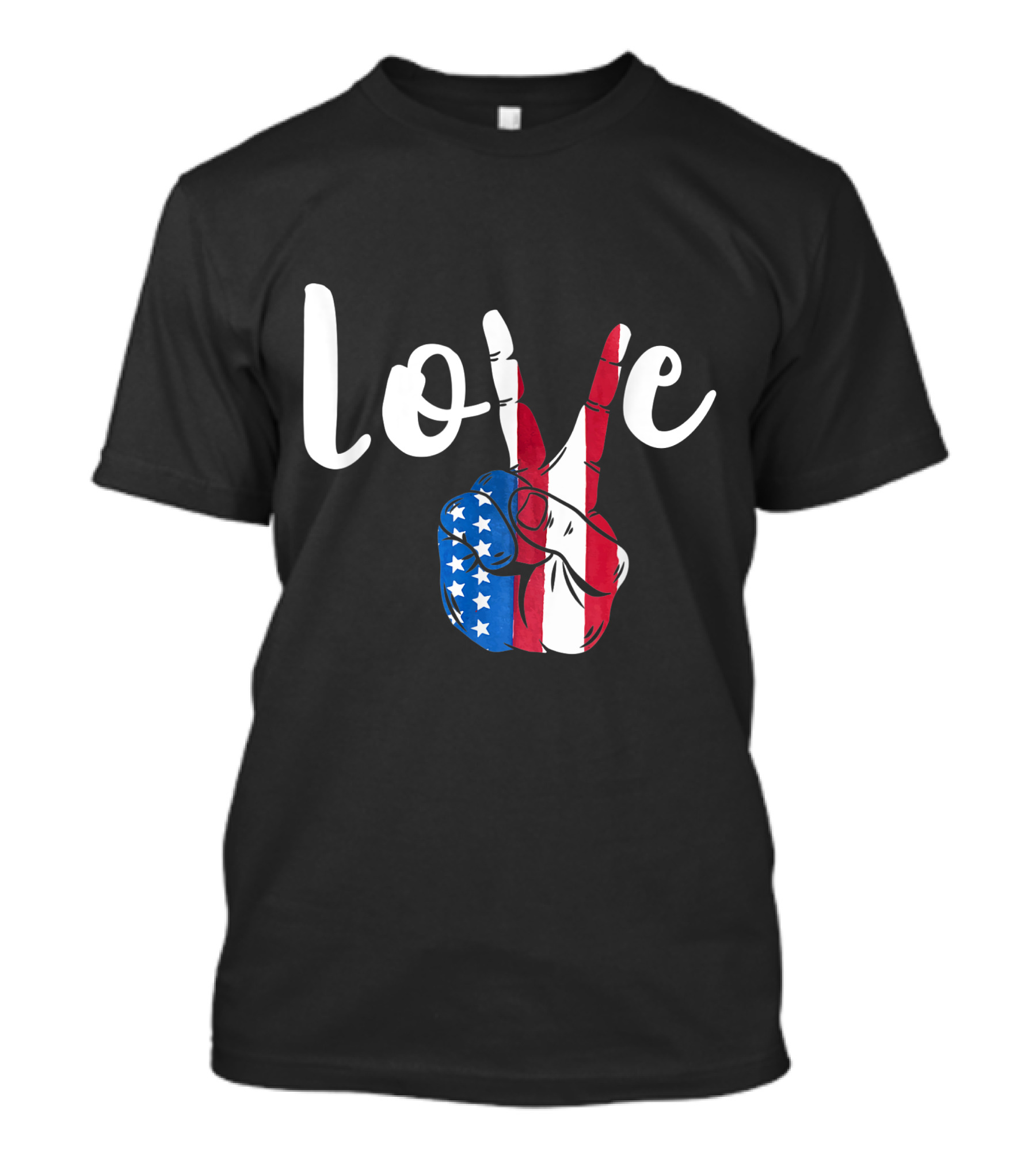Love Peace Sign American Flag Patriotic 4th Of July T-Shirt