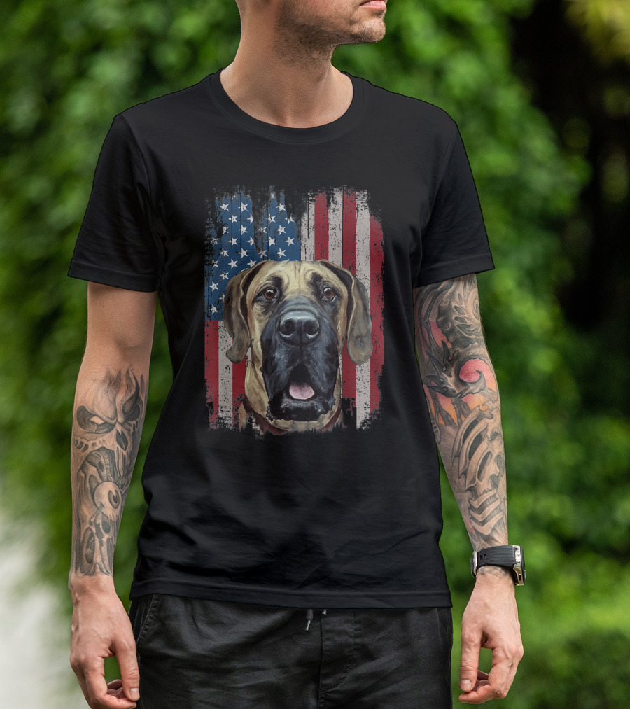 Great Dane American Flag Independence Day Celebration 4th Of July T-Shirt