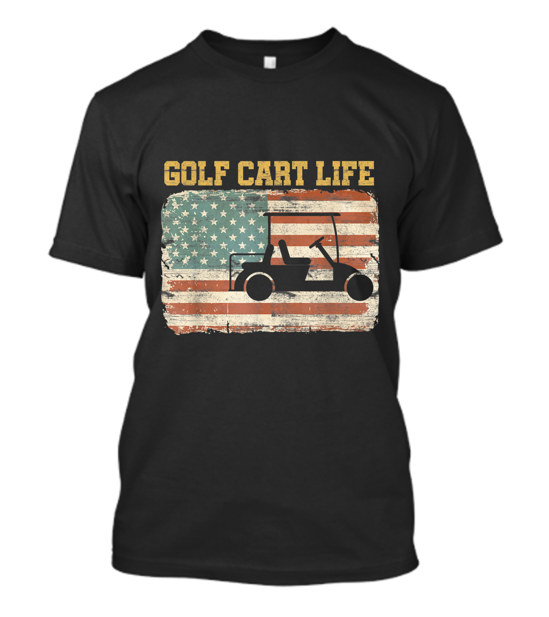 Golf Cart Life Retro Vintage American Flag Golfer T-Shirt