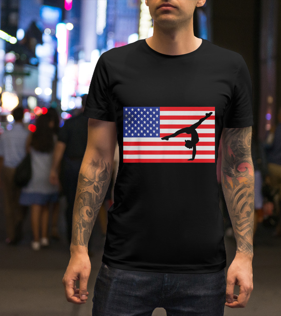 Tumbling USA American Flag Gymnastics Gymnast 4th Of July T-Shirt