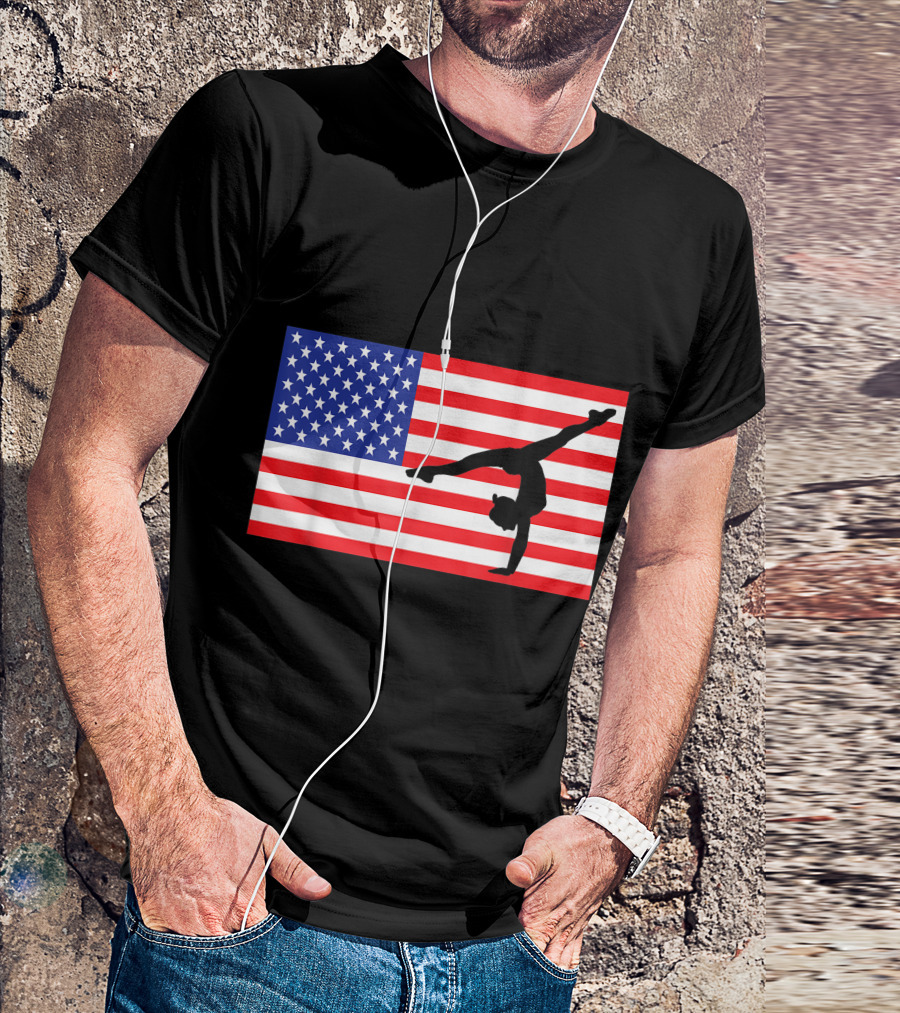 Tumbling USA American Flag Gymnastics Gymnast 4th Of July T-Shirt