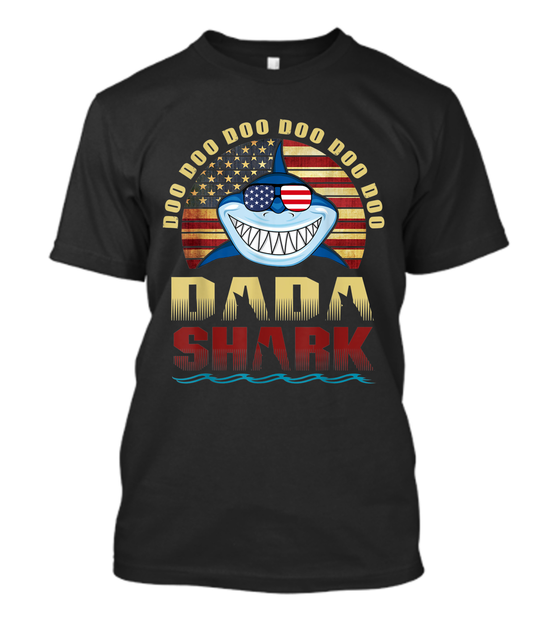 Dada Shark Doo Doo Doo Doo American Flag 4th Of July T-Shirt