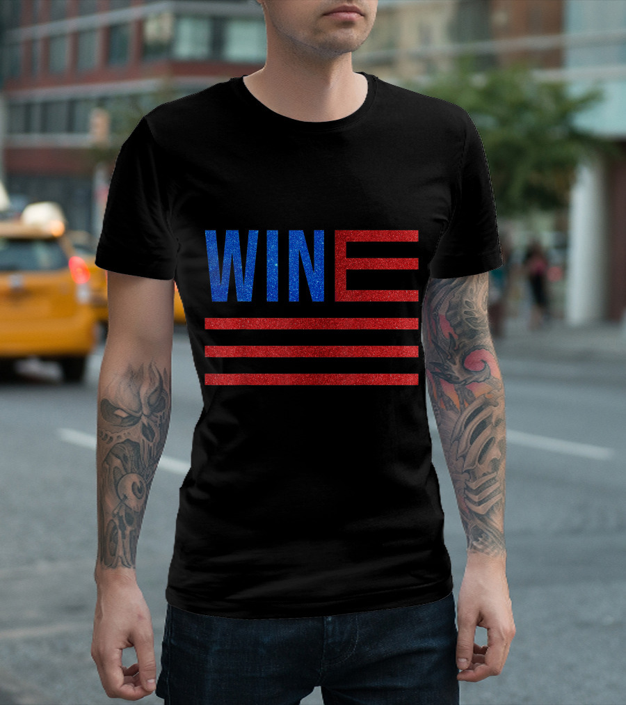 Wine American Flag 4th Of July Patriotic T-Shirt