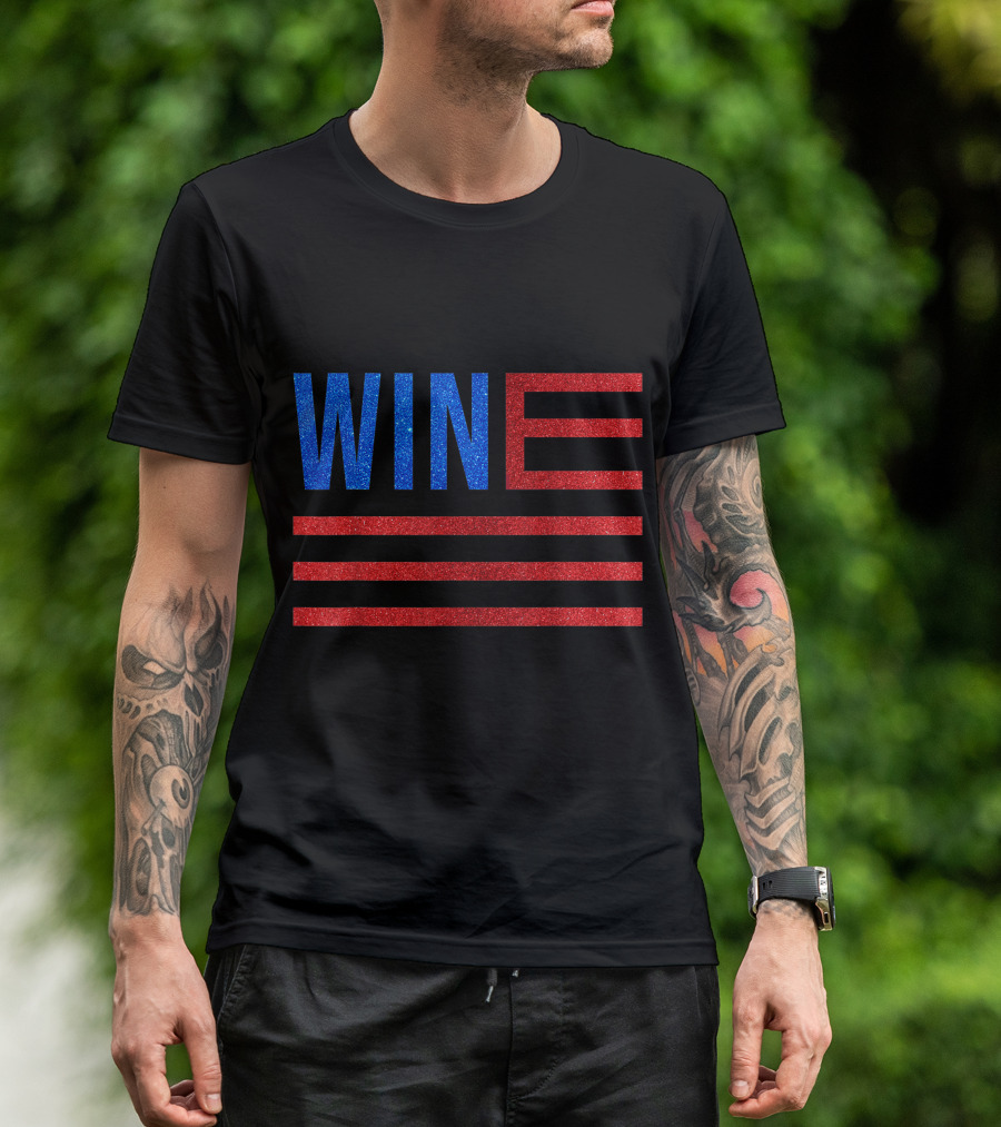 Wine American Flag 4th Of July Patriotic T-Shirt