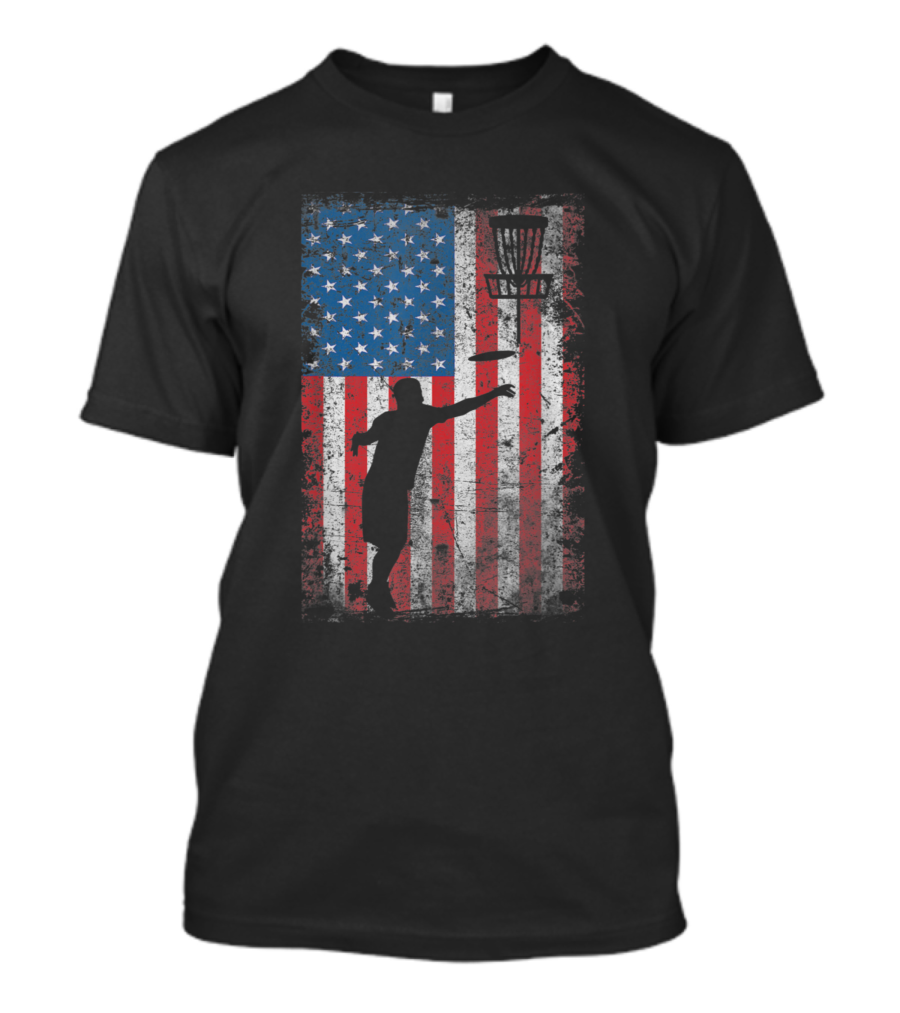 Independence Day American Flag Disc Golf Player T-Shirt