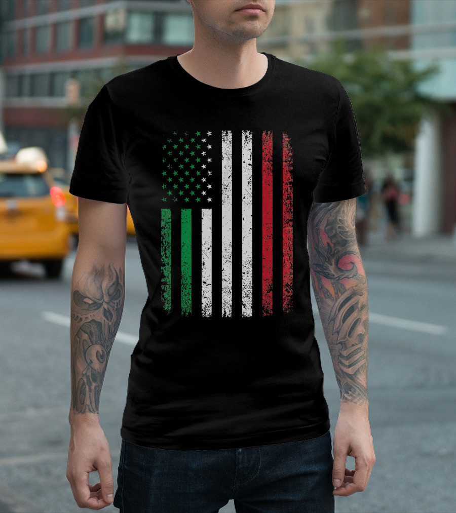Italy USA Flag 4th Of July Patriotic American Italian Flag Blend T-Shirt