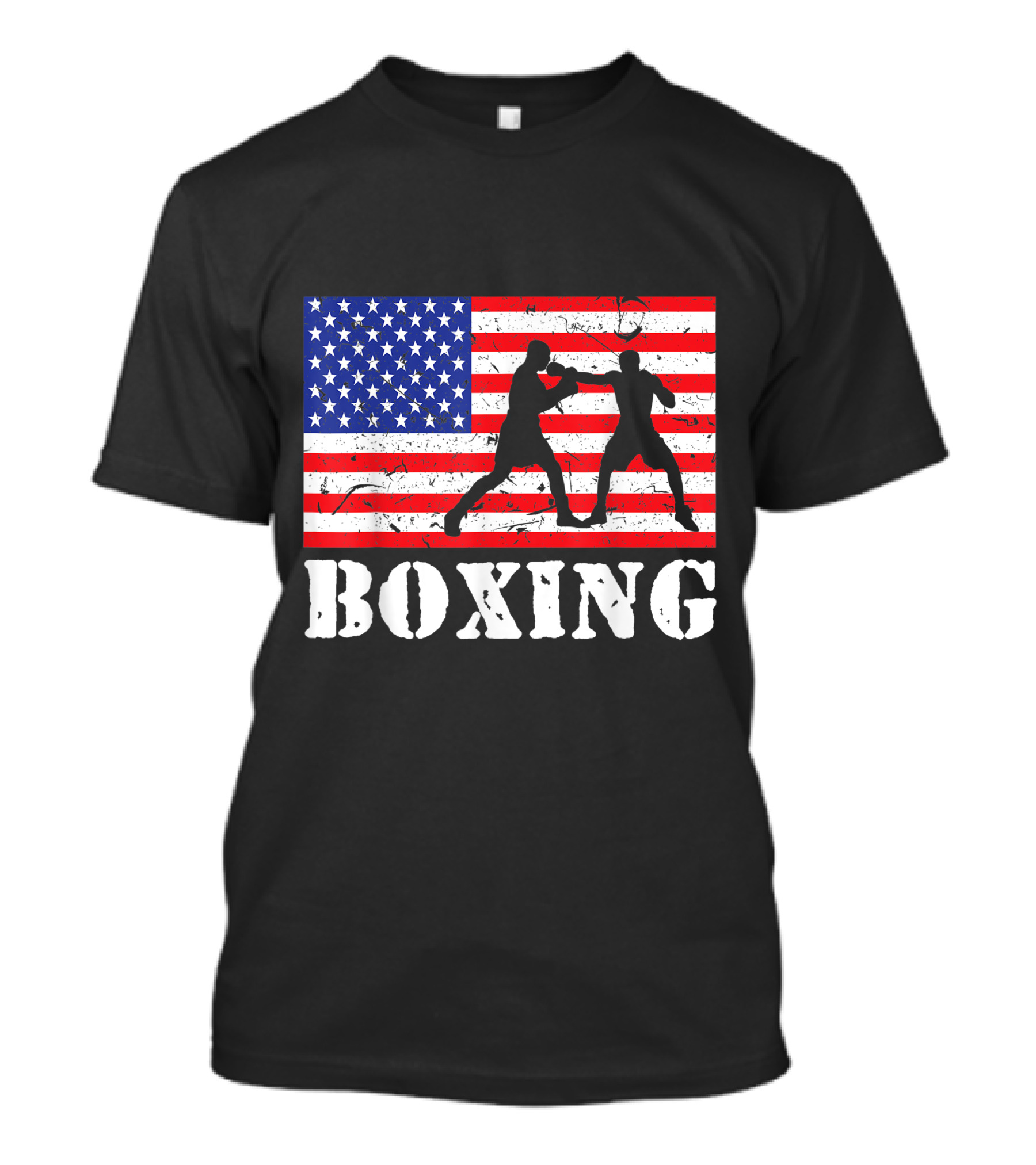 Vintage Distressed Boxing American Flag Fighter USA Boxer T-Shirt