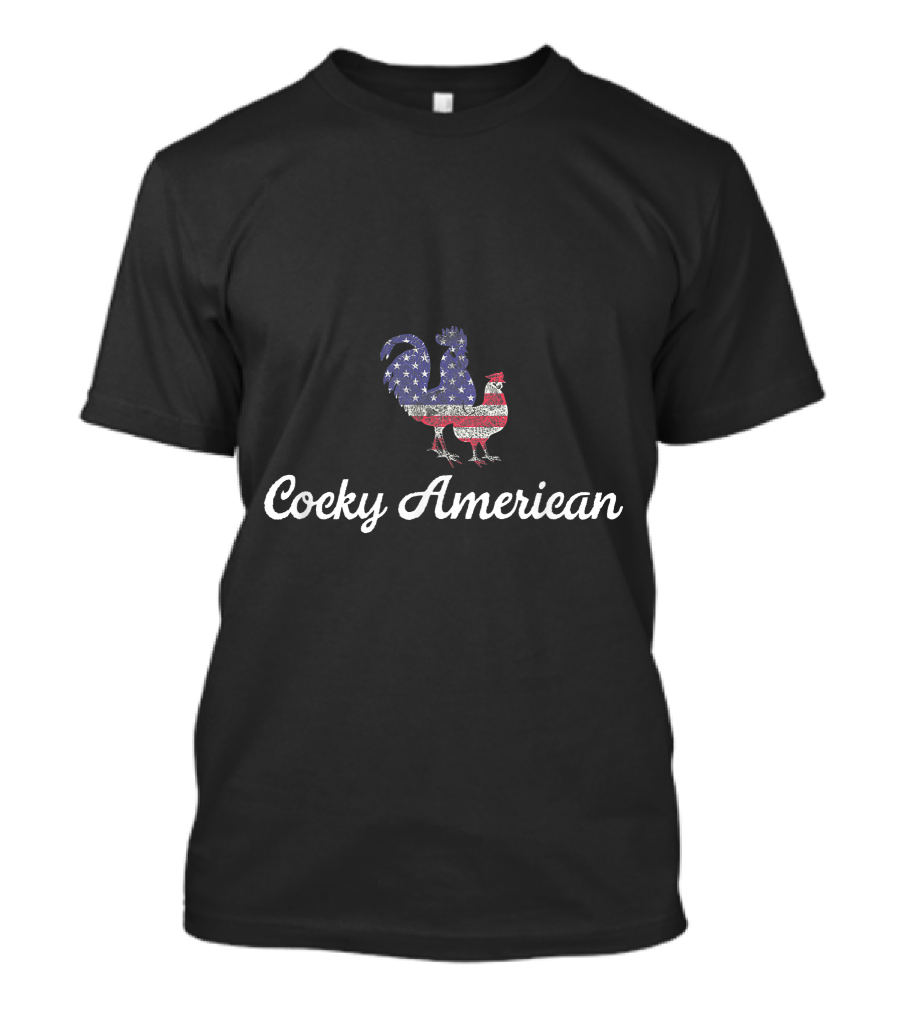 Cocky American Funny 4th Of July Chicken Lover Stars And Stripes Rooster T-Shirt