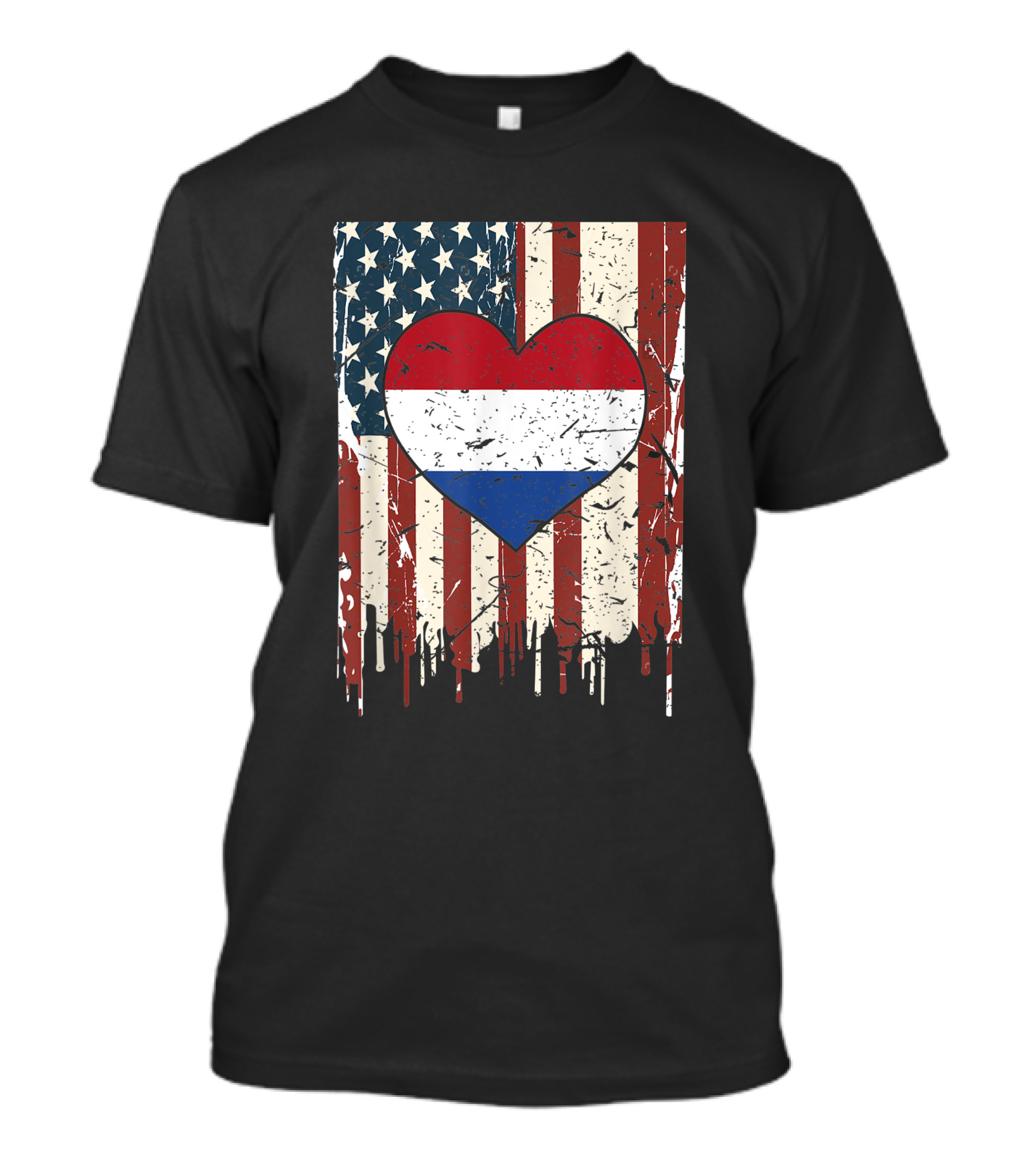 Patriot Hearts American Dutch Flag USA Netherlands T-Shirt