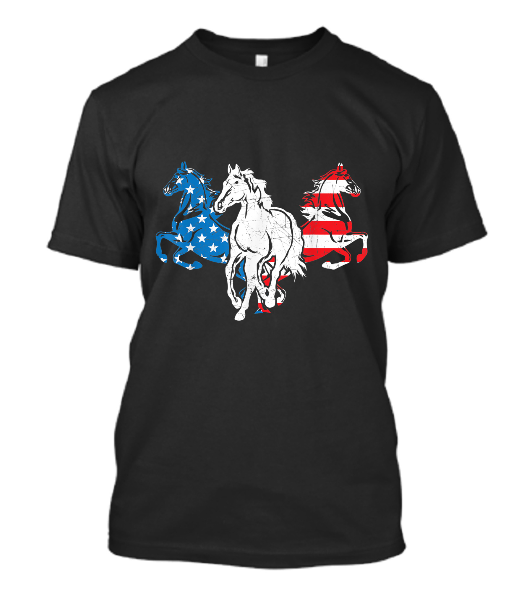Horses Equestrian American Flag 4th July Patriotic T-Shirt