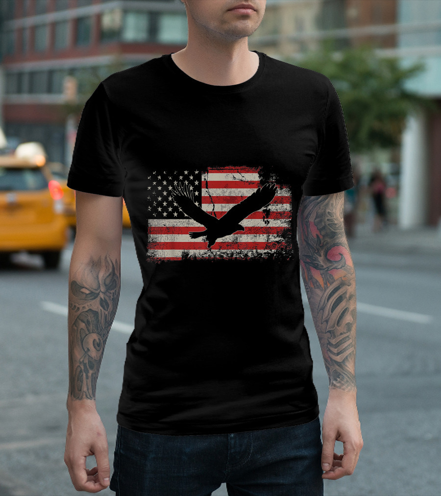 Eagle American Flag Vintage 4th July Patriotic T-Shirt