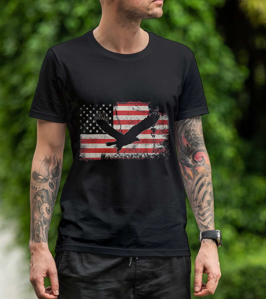 Eagle American Flag Vintage 4th July Patriotic T-Shirt