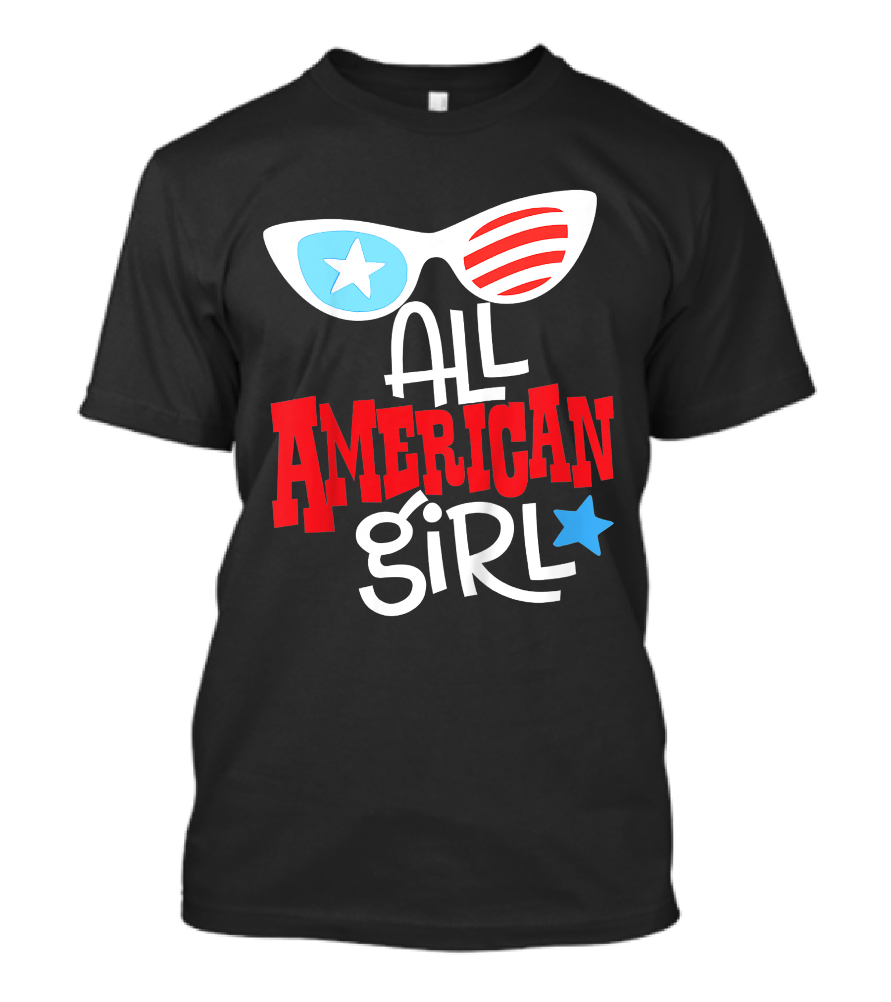 All American Girl Sunglasses Star Stripes 4th Of July USA Flag T-Shirt