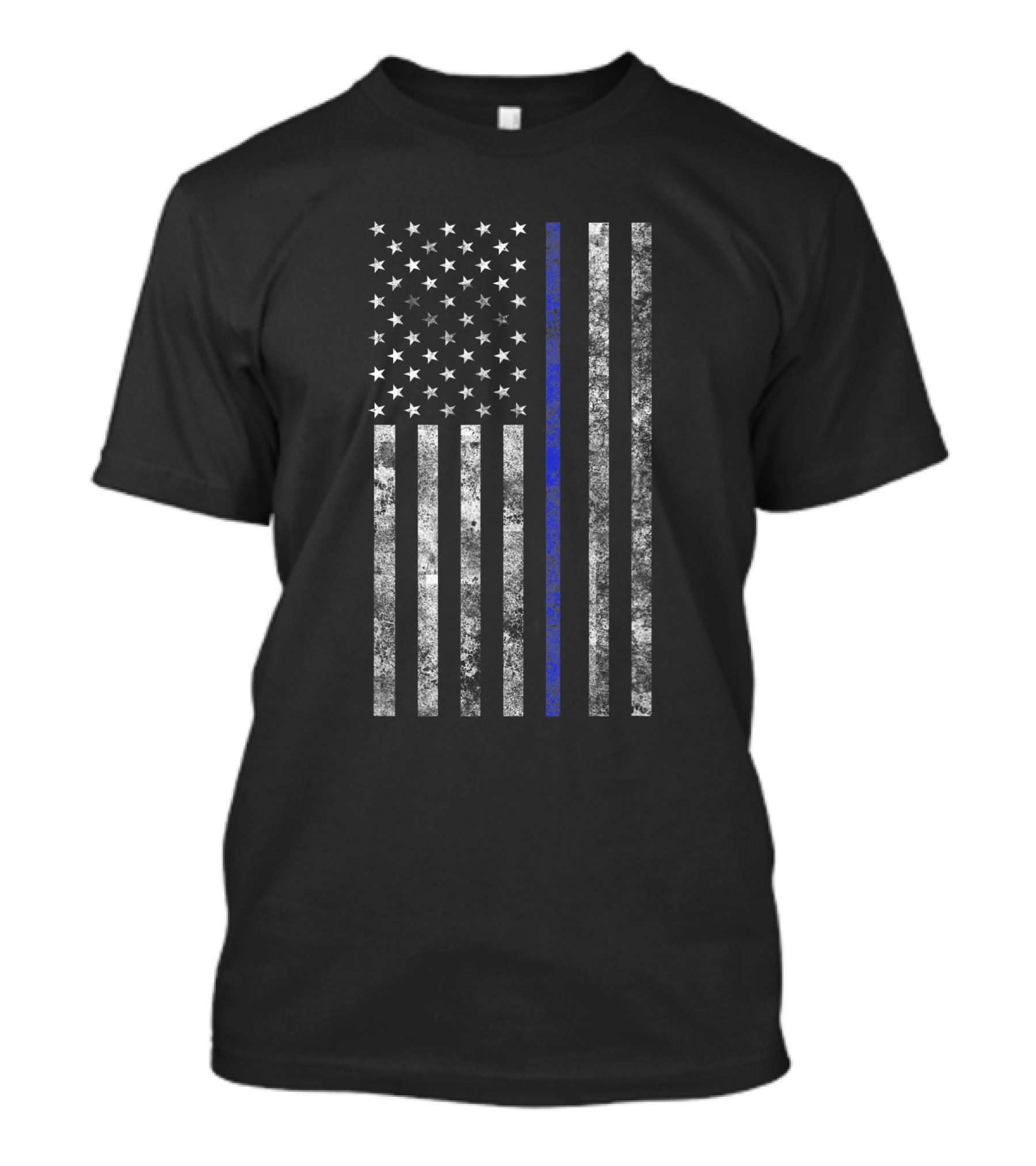 Distressed Thin Blue Line American Flag Support Leo Police Flag T-Shirt