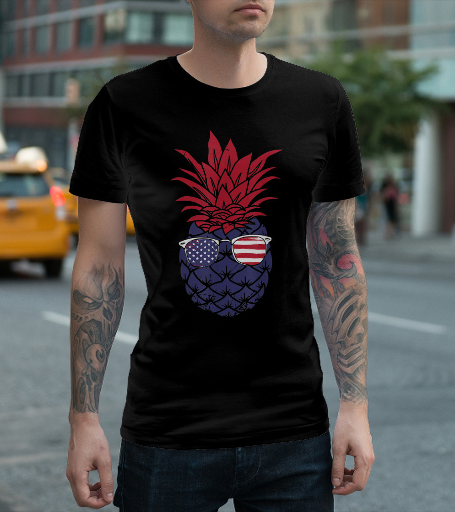 Pineapple Sunglasses American Flag 4th of July T-Shirt