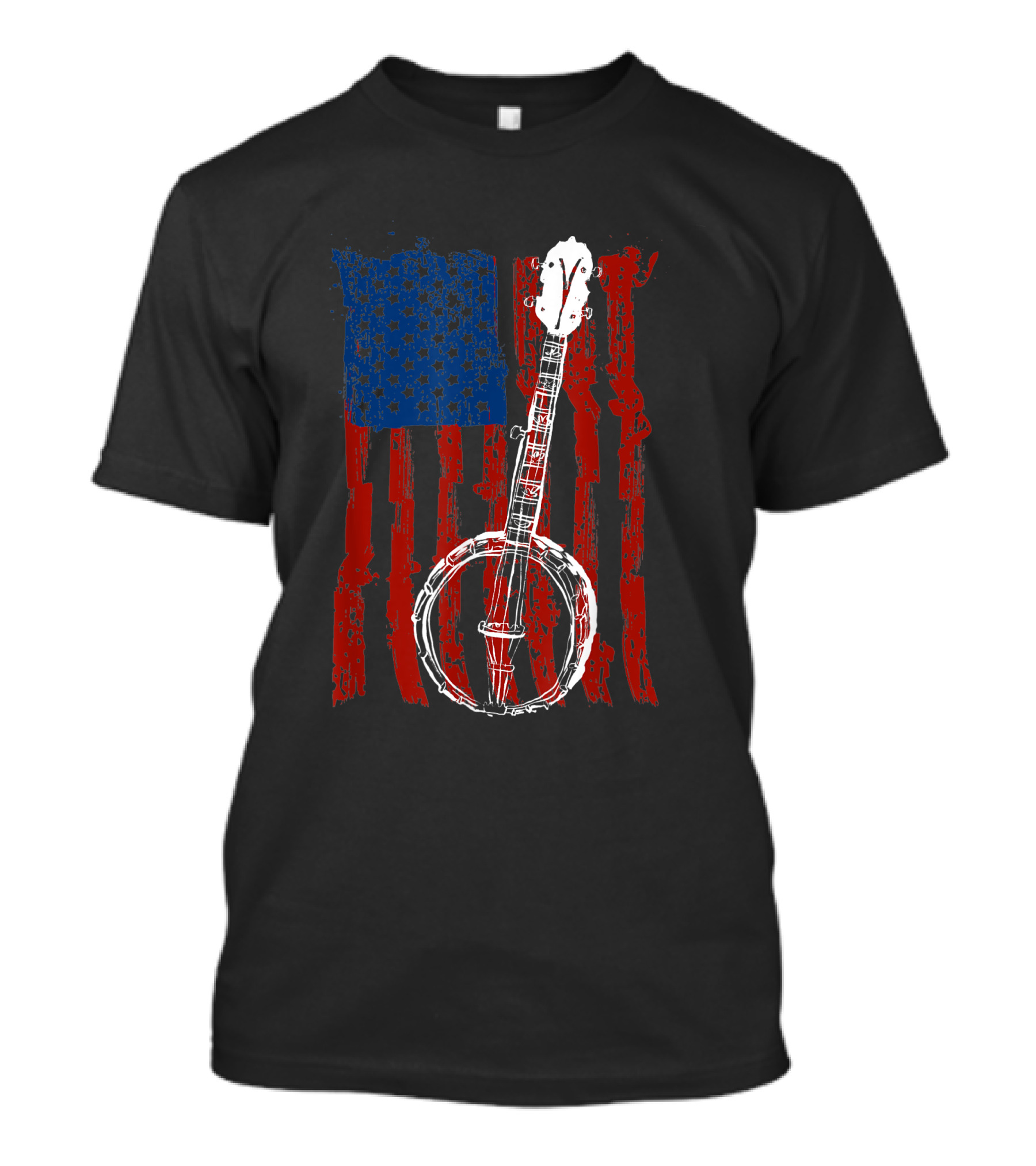 American Flag Bluegrass Banjo Patriotic Usa T-Shirt