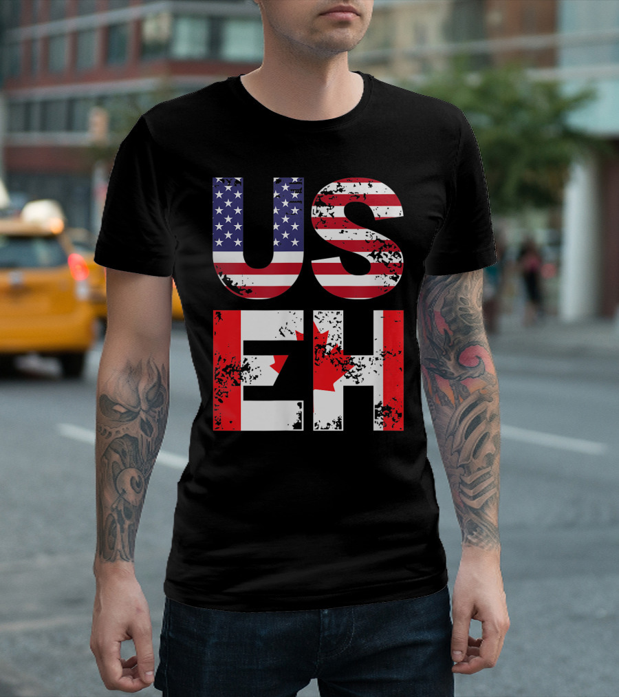 US EH I Funny Canada American Flag USA Canada Flags T-Shirt