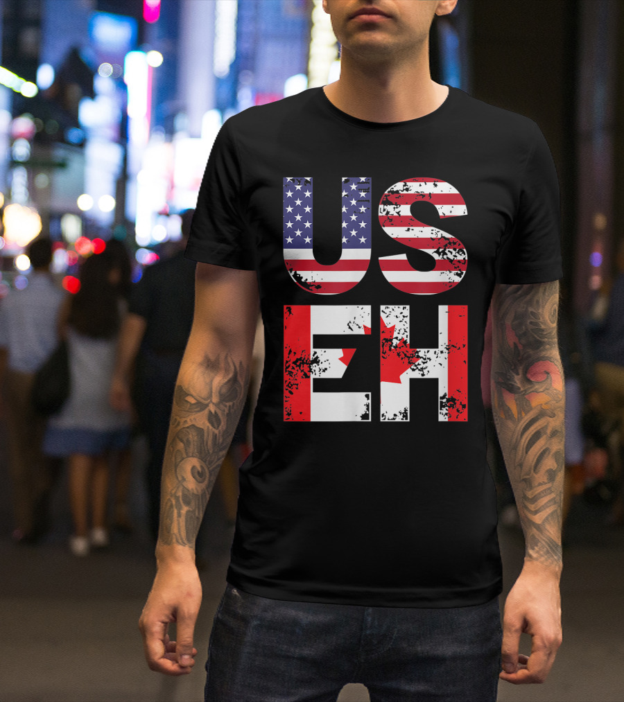 US EH I Funny Canada American Flag USA Canada Flags T-Shirt