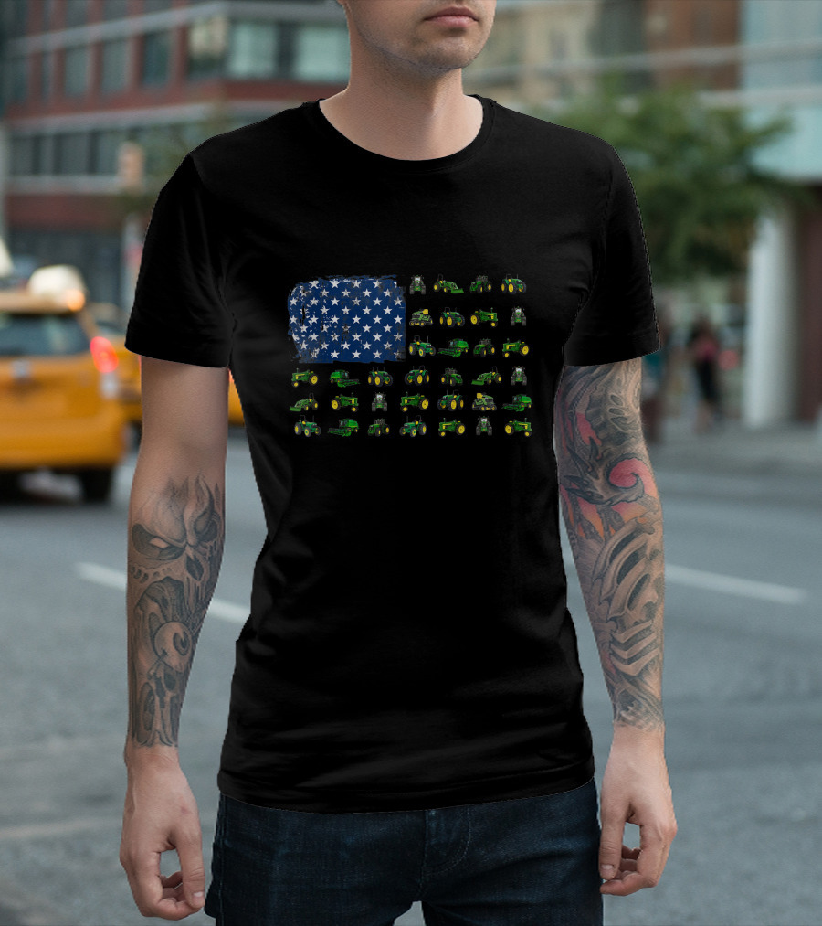 American Flag Tractors Independence Day Farmer Lovers T-Shirt