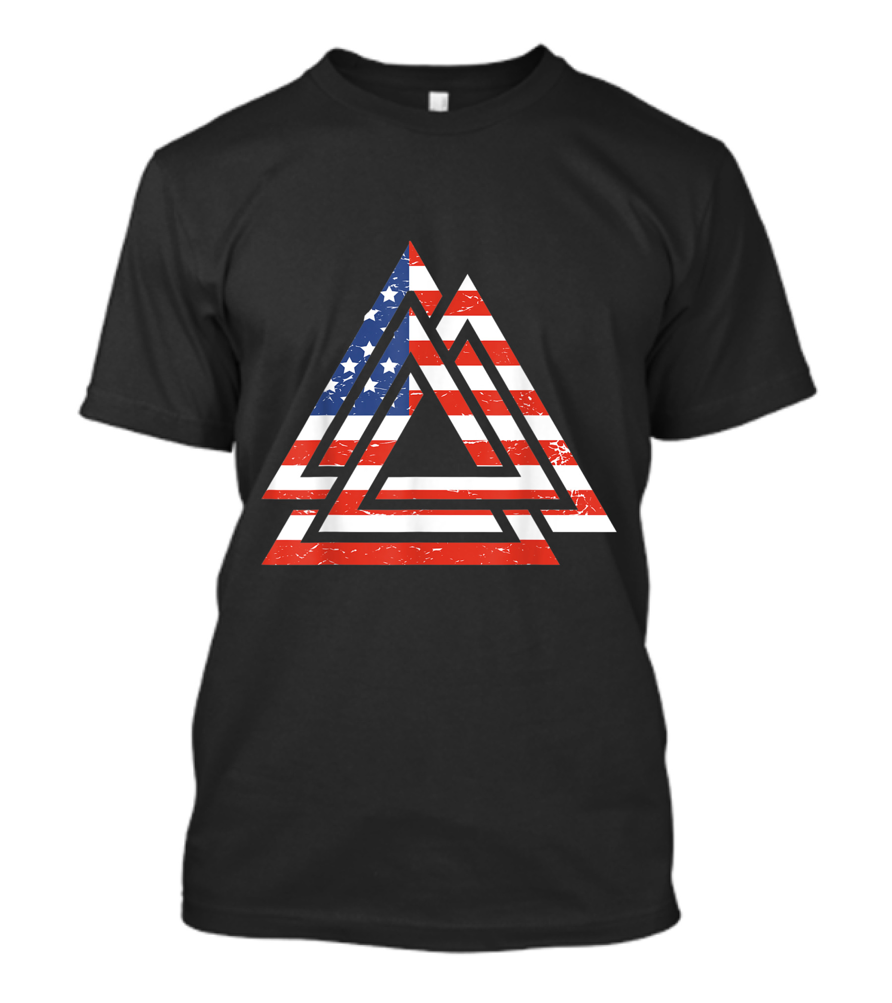American Patriot Valknut Valhalla Rune Viking Warrior Flag T-Shirt