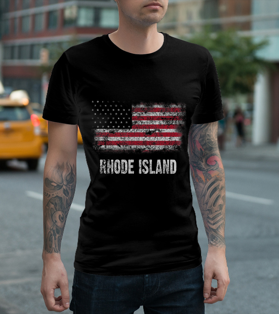 American Flag Rhode Island Fourth of July Patriotic T-Shirt
