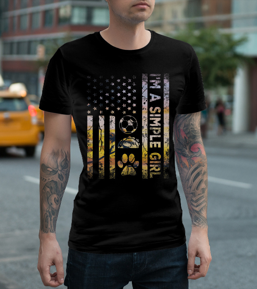 I'm A Simple Girl American Flag Soccer Tacos Dogs T-Shirt