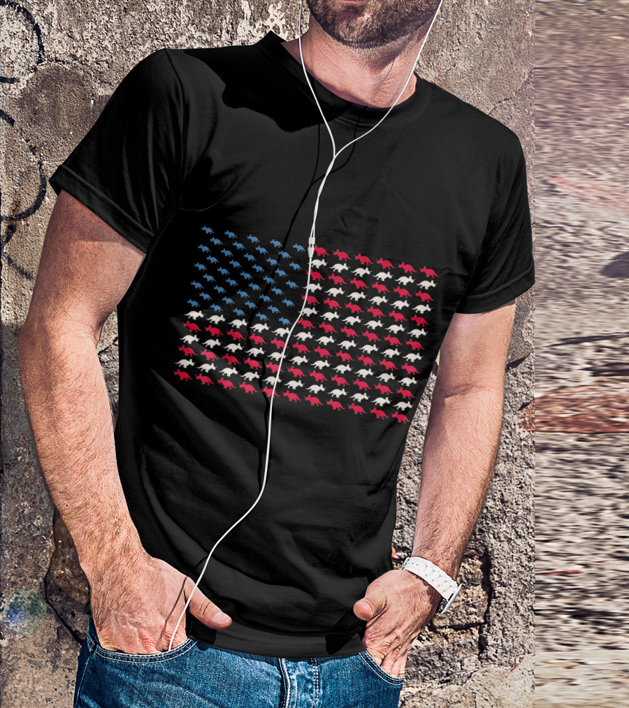 Dinosaur American Flag T-Rex USA 4th Of July Patriotic T-Shirt