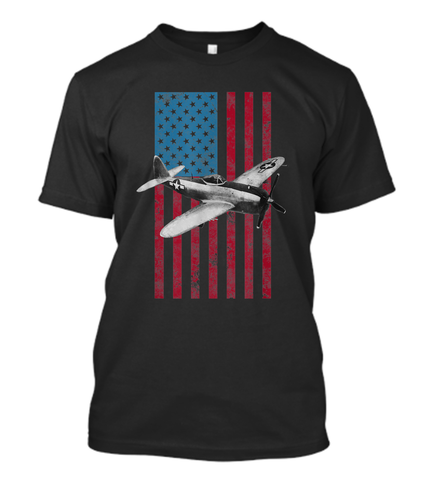 P 47 Thunderbolt USA American Flag Military Aircraft T-Shirt