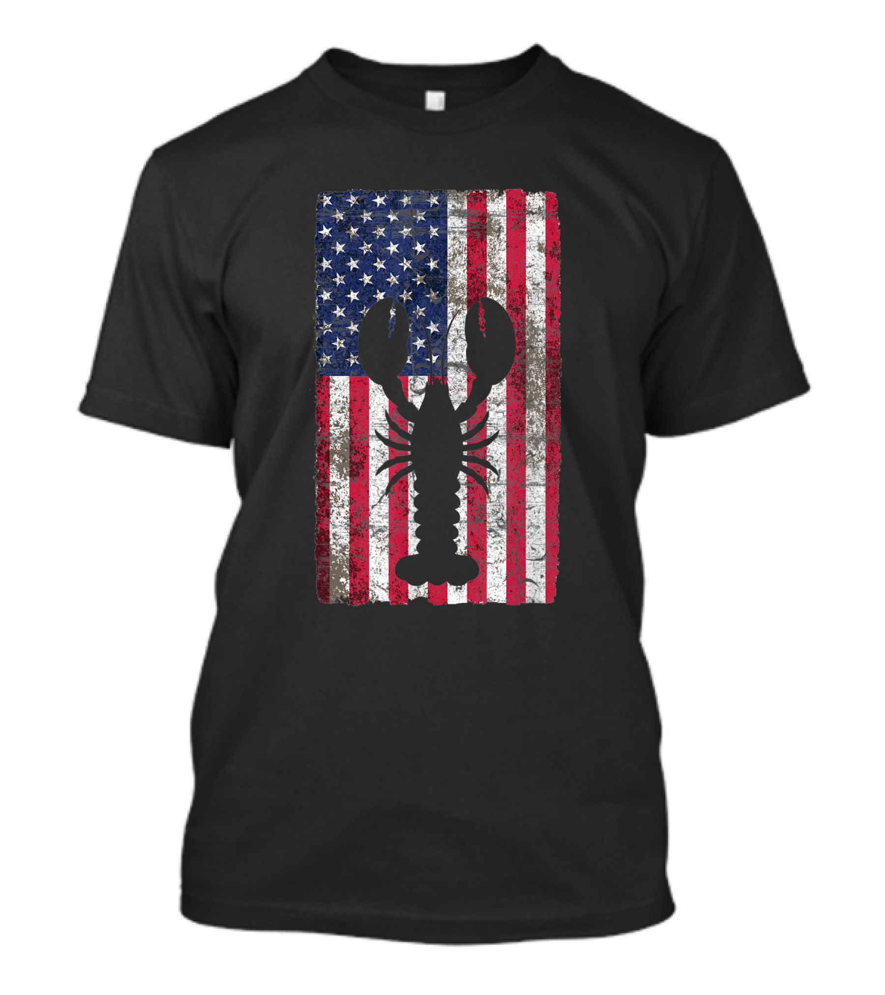 Retro Lobster Silhouette With American Flag For 4th Of July T-Shirt