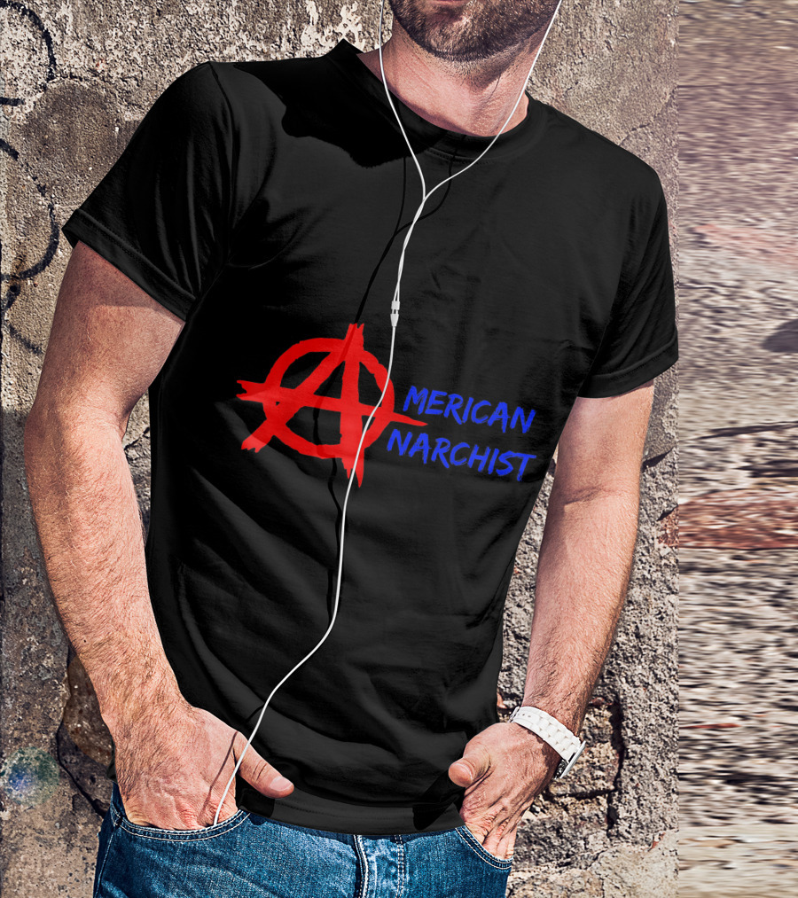 American Anarchist Anarchy Symbol Red And Blue T-Shirt