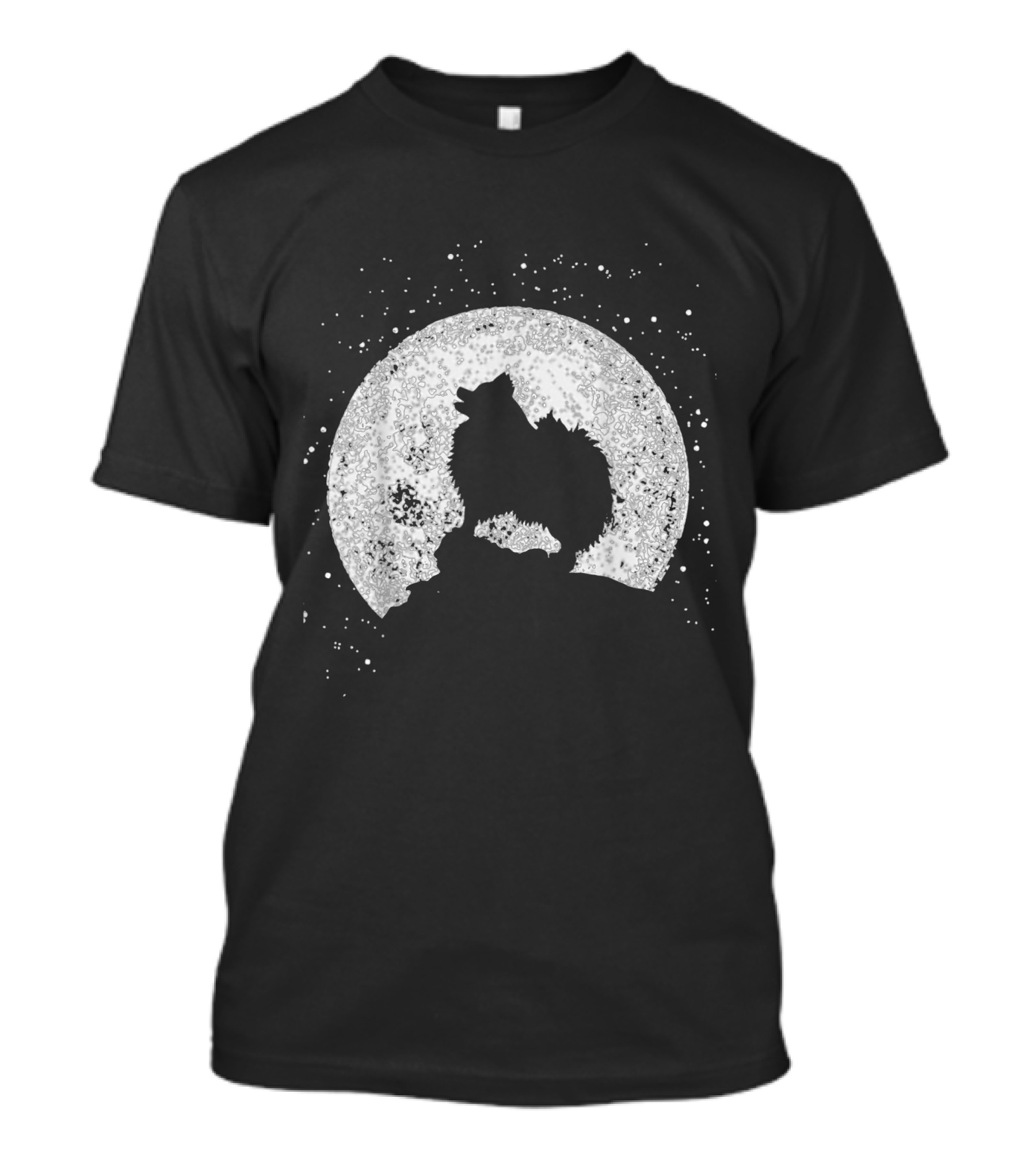 Pomeranian Silhouette Against Full Moon T-Shirt