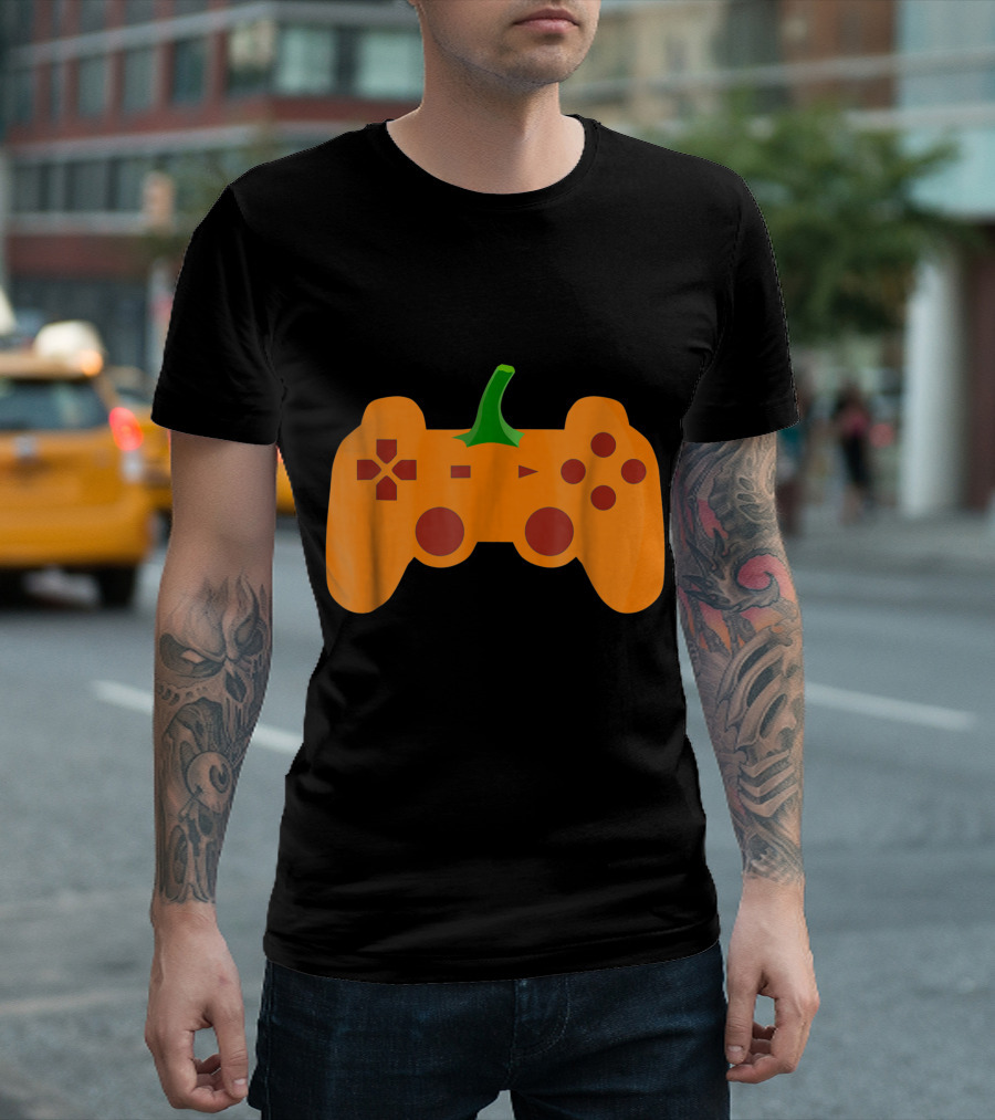 Halloween Gamer Pumpkin Controller Funny Costume T-Shirt
