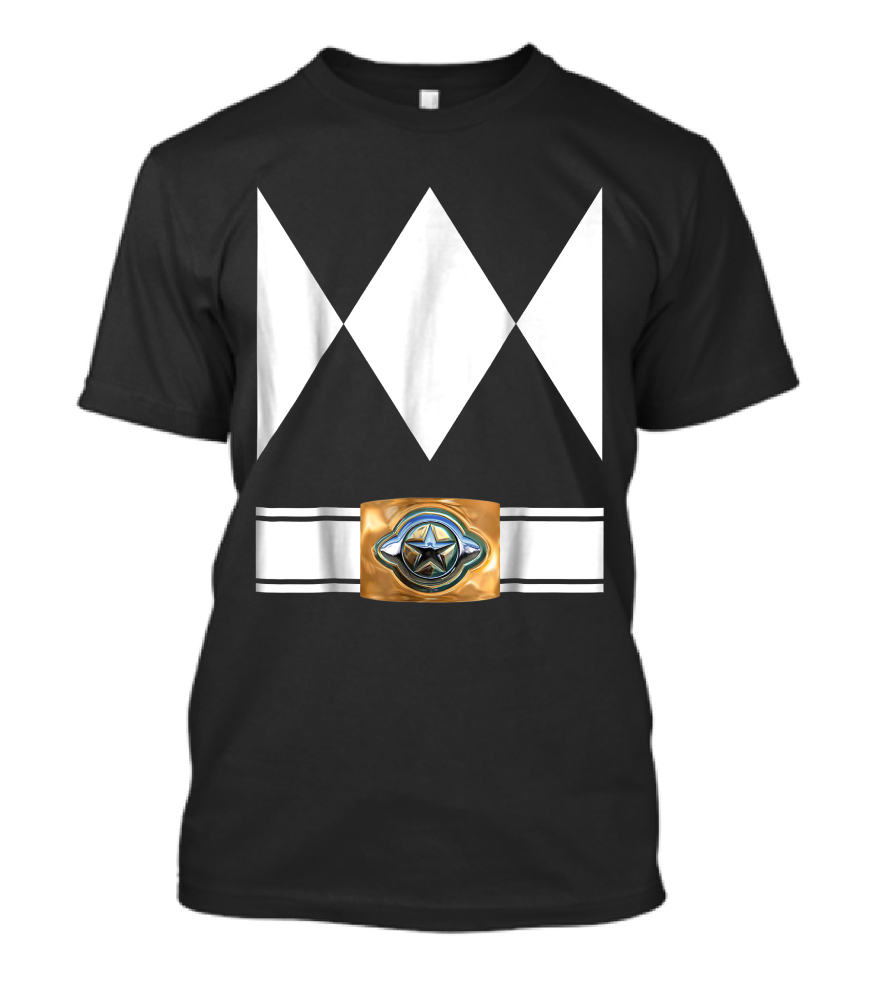 White Mighty Morphin Power Ranger Costume Belt Star Emblem T-Shirt