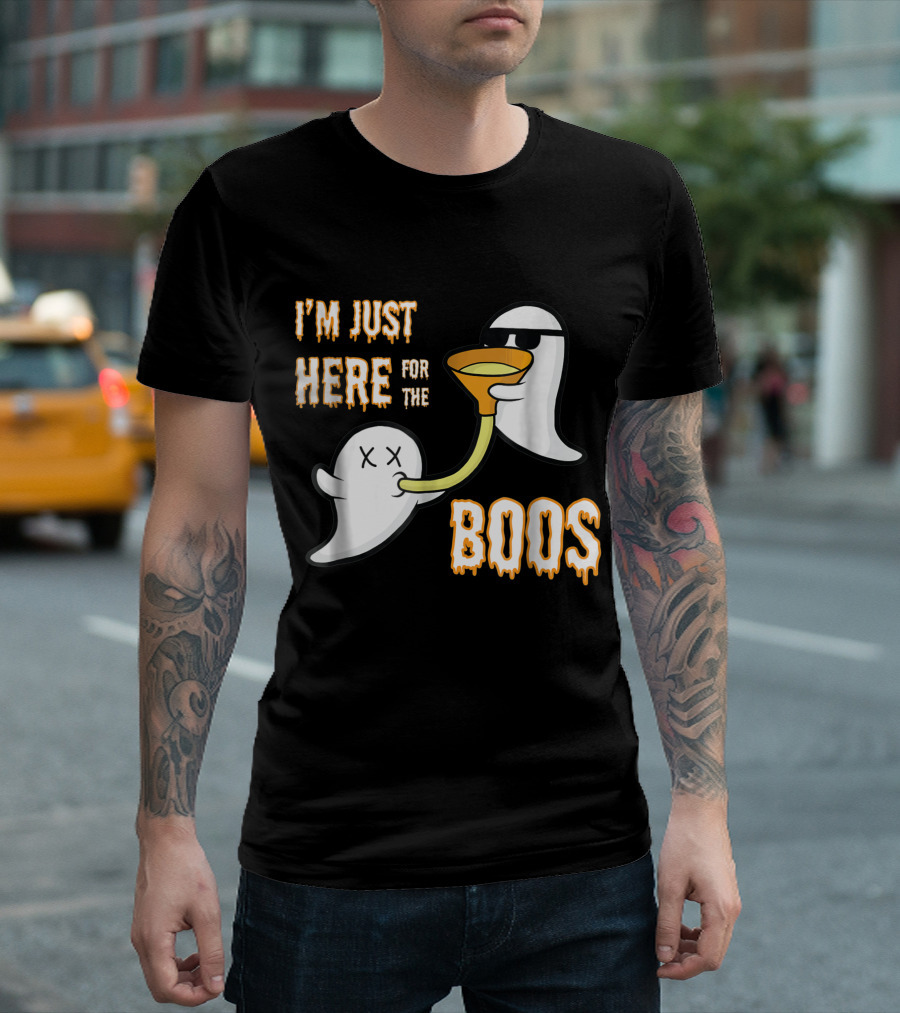 I'm Just Here For The Boos Ghosts Drinking Funnel Halloween T-Shirt