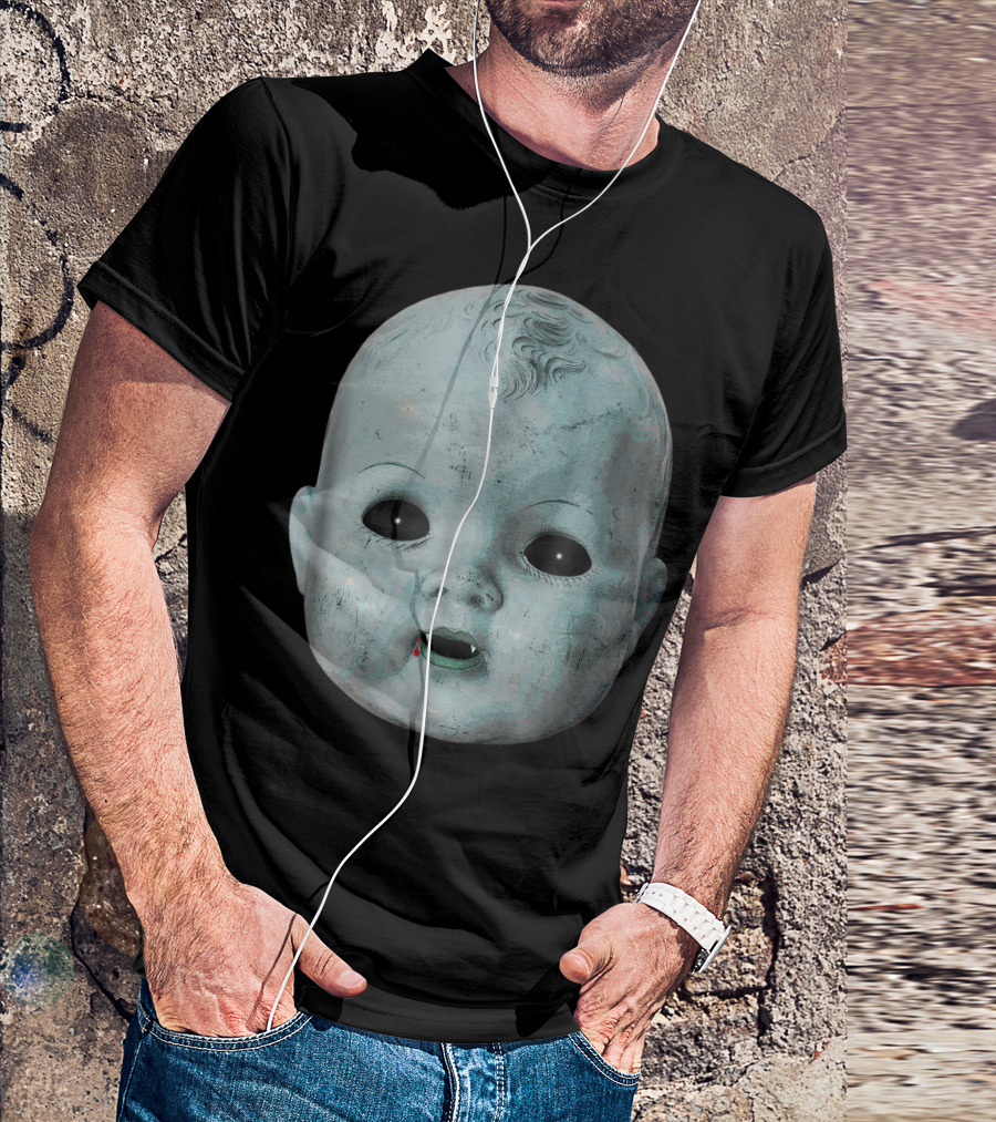 Creepy Scary Halloween Doll Head Vampire Baby T-Shirt