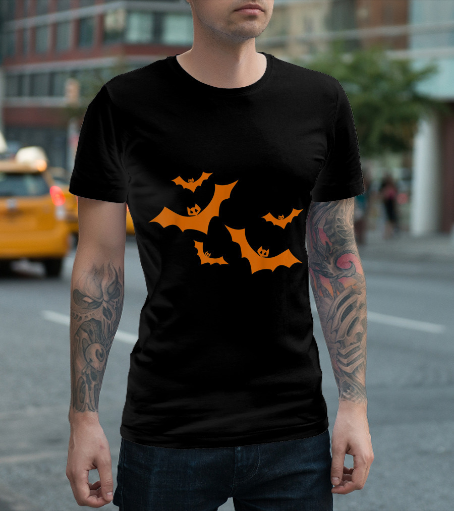 Bats Halloween Scary Flying Costume Lazy Easy T-Shirt