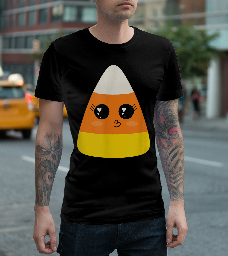 Kawaii Candy Corn Heart Eyes Cute Halloween T-Shirt