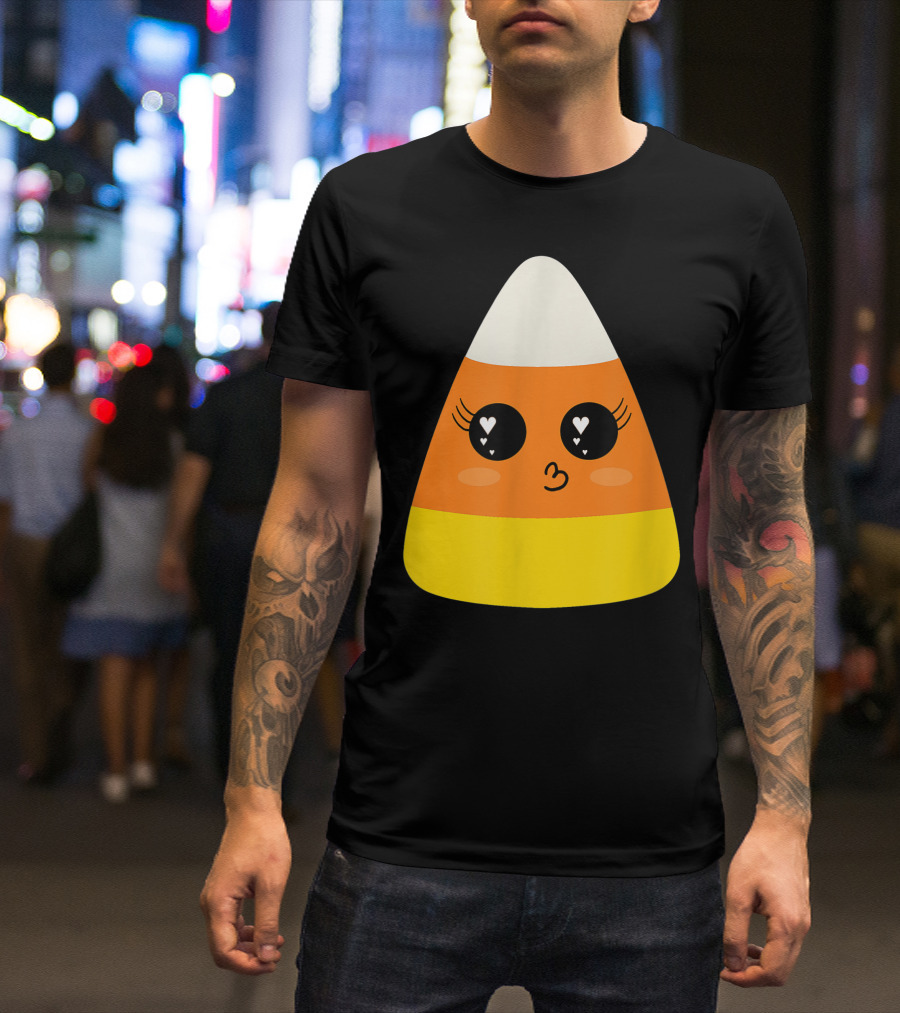 Kawaii Candy Corn Heart Eyes Cute Halloween T-Shirt