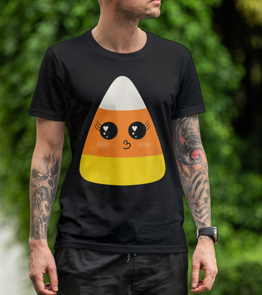 Kawaii Candy Corn Heart Eyes Cute Halloween T-Shirt