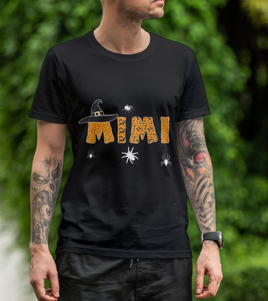 Funny Halloween Witches Hat Scary Mimi Grandma Boo Spiders T-Shirt